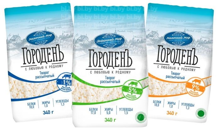 Pассыпчатый творог ТМ «Городенъ» 1% 340г.