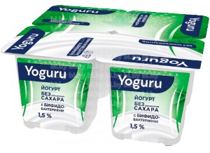 Йогурт Yoguru 1,5% 125 г без сахара с бифидобактериями