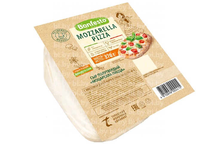 Полутвёрдый сыр Mozzarella Pizza Bonfesto, 370 г.