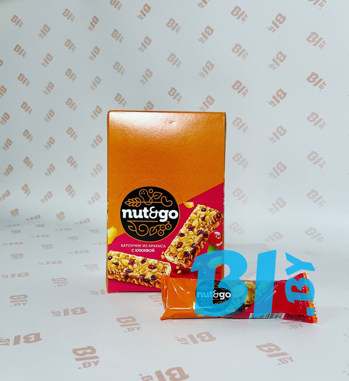 Батончик Nut&Go с арахисом и клюквой, 42 г